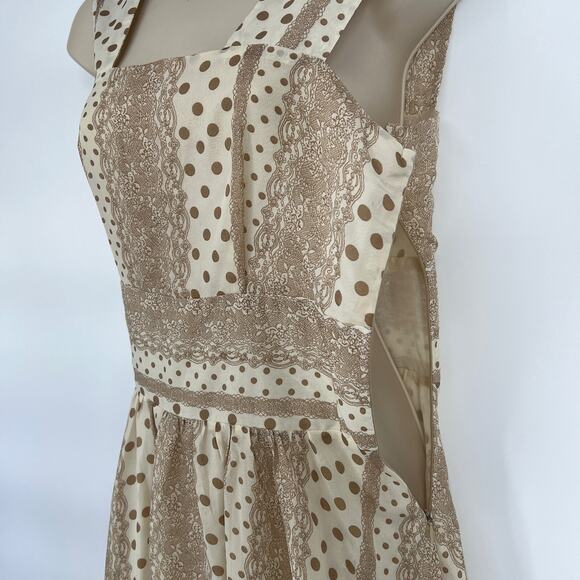 Vtg Handmade Womens Dress Asymmetrical Hem Polka Dot Cottage Milkmaid Size XS - Picture 5 of 10